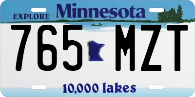 MN license plate 765MZT