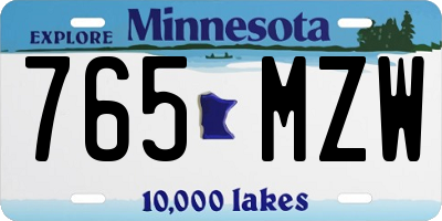 MN license plate 765MZW