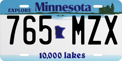 MN license plate 765MZX