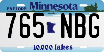 MN license plate 765NBG