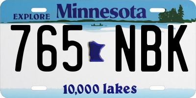 MN license plate 765NBK