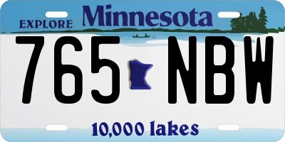 MN license plate 765NBW