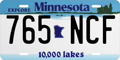 MN license plate 765NCF
