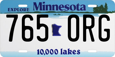 MN license plate 765ORG