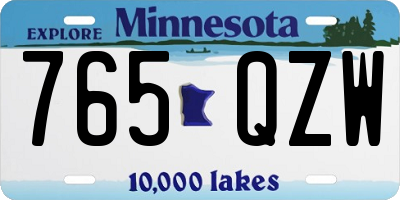 MN license plate 765QZW