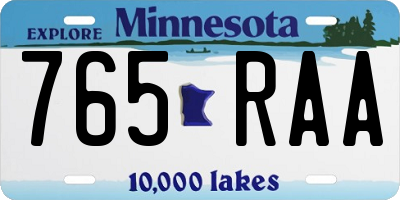 MN license plate 765RAA