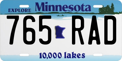 MN license plate 765RAD