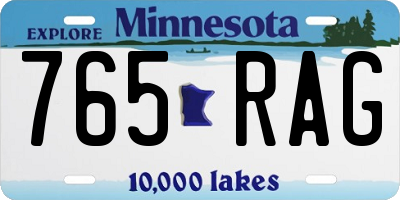 MN license plate 765RAG