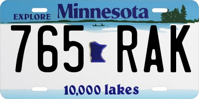 MN license plate 765RAK
