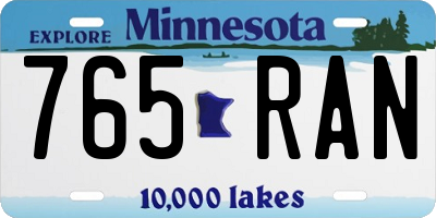 MN license plate 765RAN