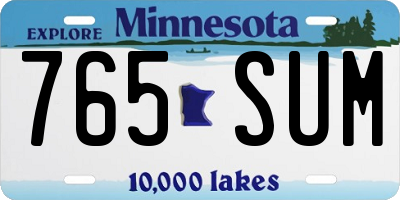 MN license plate 765SUM