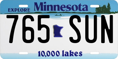 MN license plate 765SUN