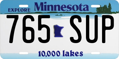 MN license plate 765SUP