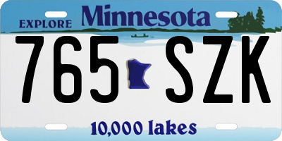 MN license plate 765SZK