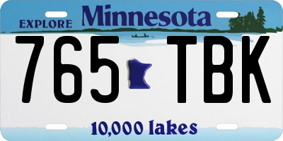 MN license plate 765TBK