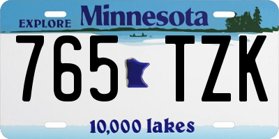 MN license plate 765TZK