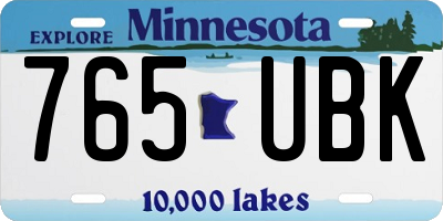 MN license plate 765UBK