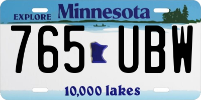 MN license plate 765UBW