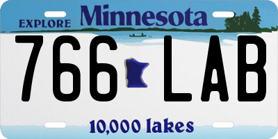MN license plate 766LAB