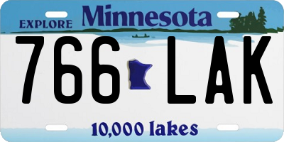 MN license plate 766LAK