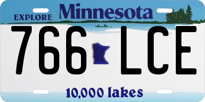 MN license plate 766LCE