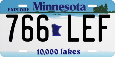 MN license plate 766LEF