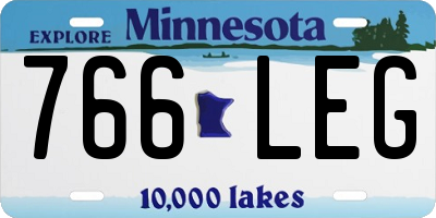 MN license plate 766LEG