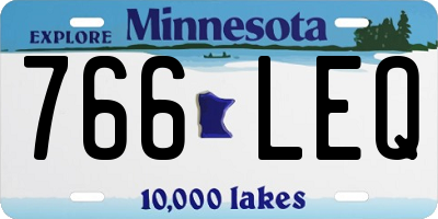 MN license plate 766LEQ