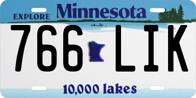 MN license plate 766LIK