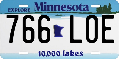 MN license plate 766LOE
