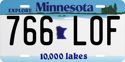 MN license plate 766LOF