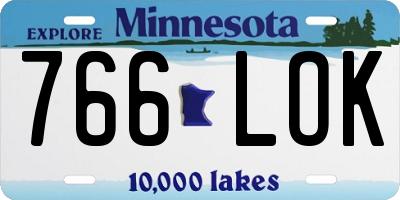 MN license plate 766LOK