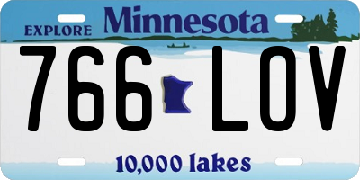 MN license plate 766LOV