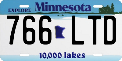MN license plate 766LTD