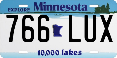 MN license plate 766LUX