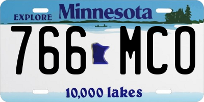 MN license plate 766MCO