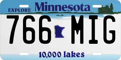 MN license plate 766MIG