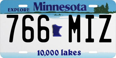 MN license plate 766MIZ