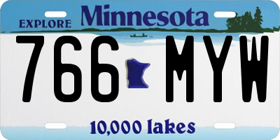 MN license plate 766MYW