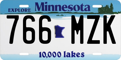 MN license plate 766MZK