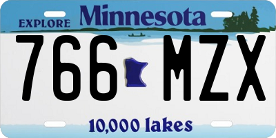 MN license plate 766MZX