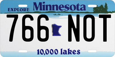 MN license plate 766NOT
