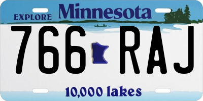 MN license plate 766RAJ