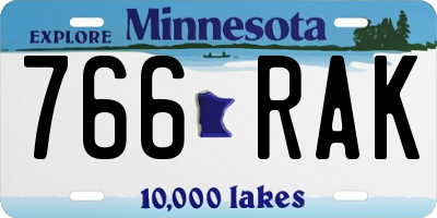 MN license plate 766RAK