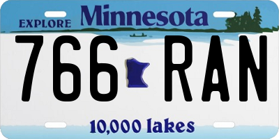MN license plate 766RAN
