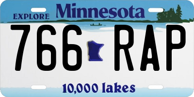MN license plate 766RAP