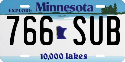 MN license plate 766SUB