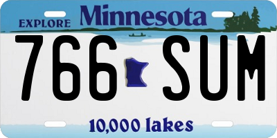 MN license plate 766SUM