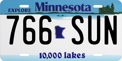 MN license plate 766SUN