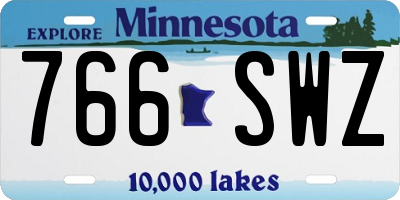 MN license plate 766SWZ